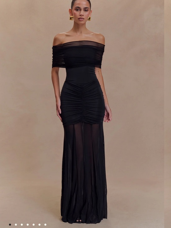 Meshki Dresses & Skirts - Meshki Black One-Shoulder Ruched Mesh Gown